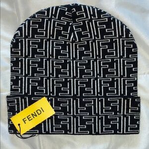 Fendi Monogram Black and White Beanie